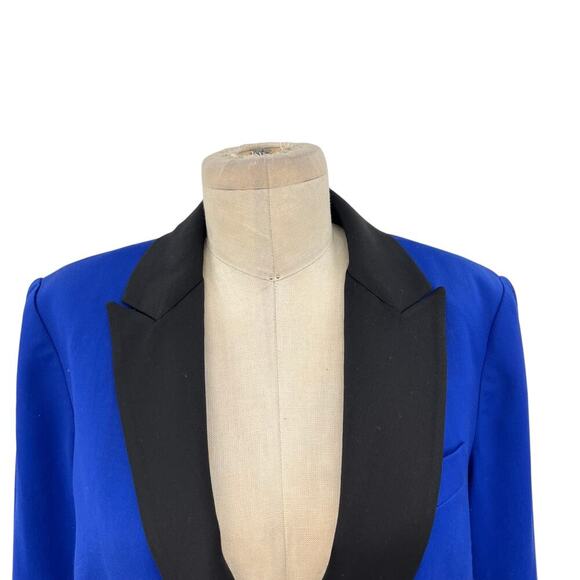L.A.M.B. Double Breasted Wool Blend Blazer Cobalt Blue Black Size US 6 - Picture 4 of 16